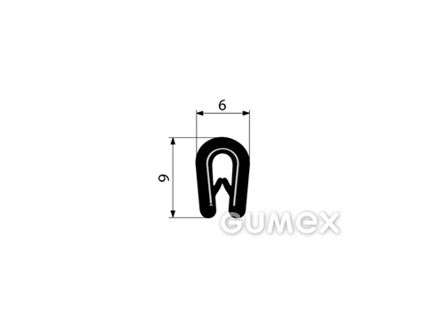 Profil U-PIRELI mit Metallverstärkung ohne Bauch A5404, 60°ShA, EPDM, EN 45545-2, schwarz, 